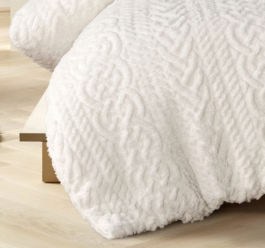 Montana Teddy Fleece Quilt Cover Set Range Cream