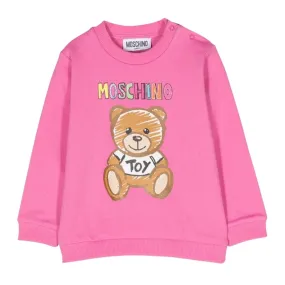 Moschino Baby Drawn Teddy Bear Pink Sweatshirt