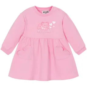 Moschino Baby Pink Heart Patch Pockets Dress