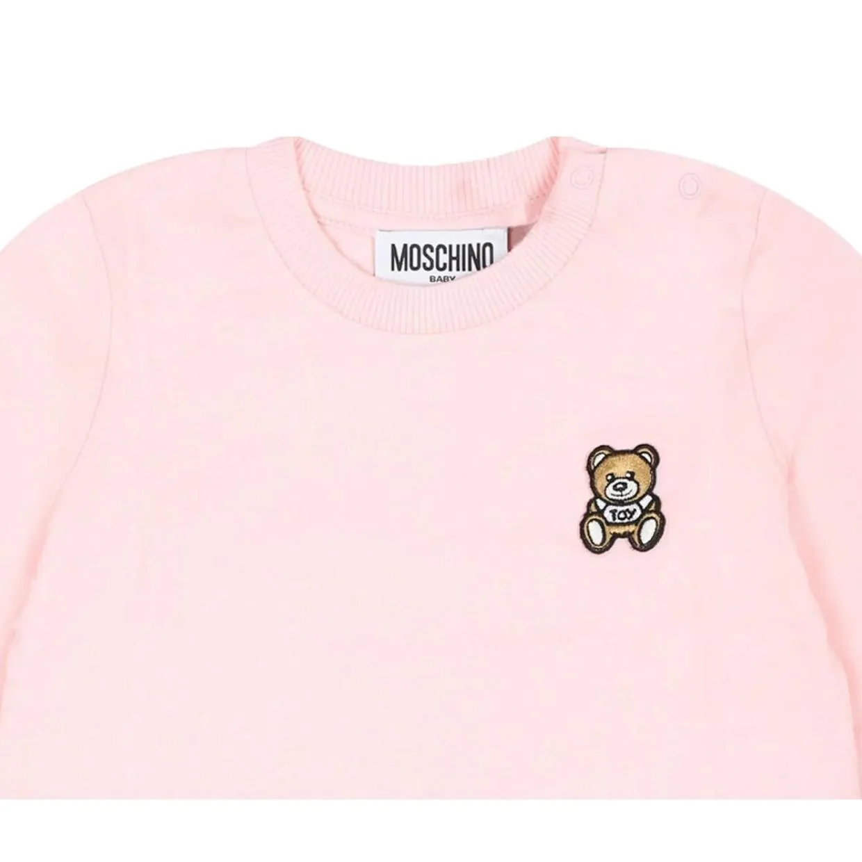 Moschino Baby Teddy Bear Patch Logo Pink T-Shirt