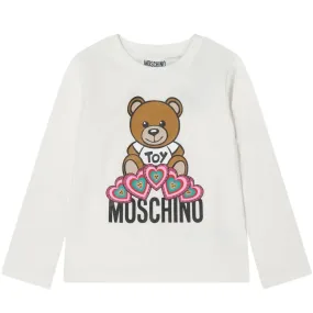 Moschino Kids Rhinestone Heart White T-Shirt