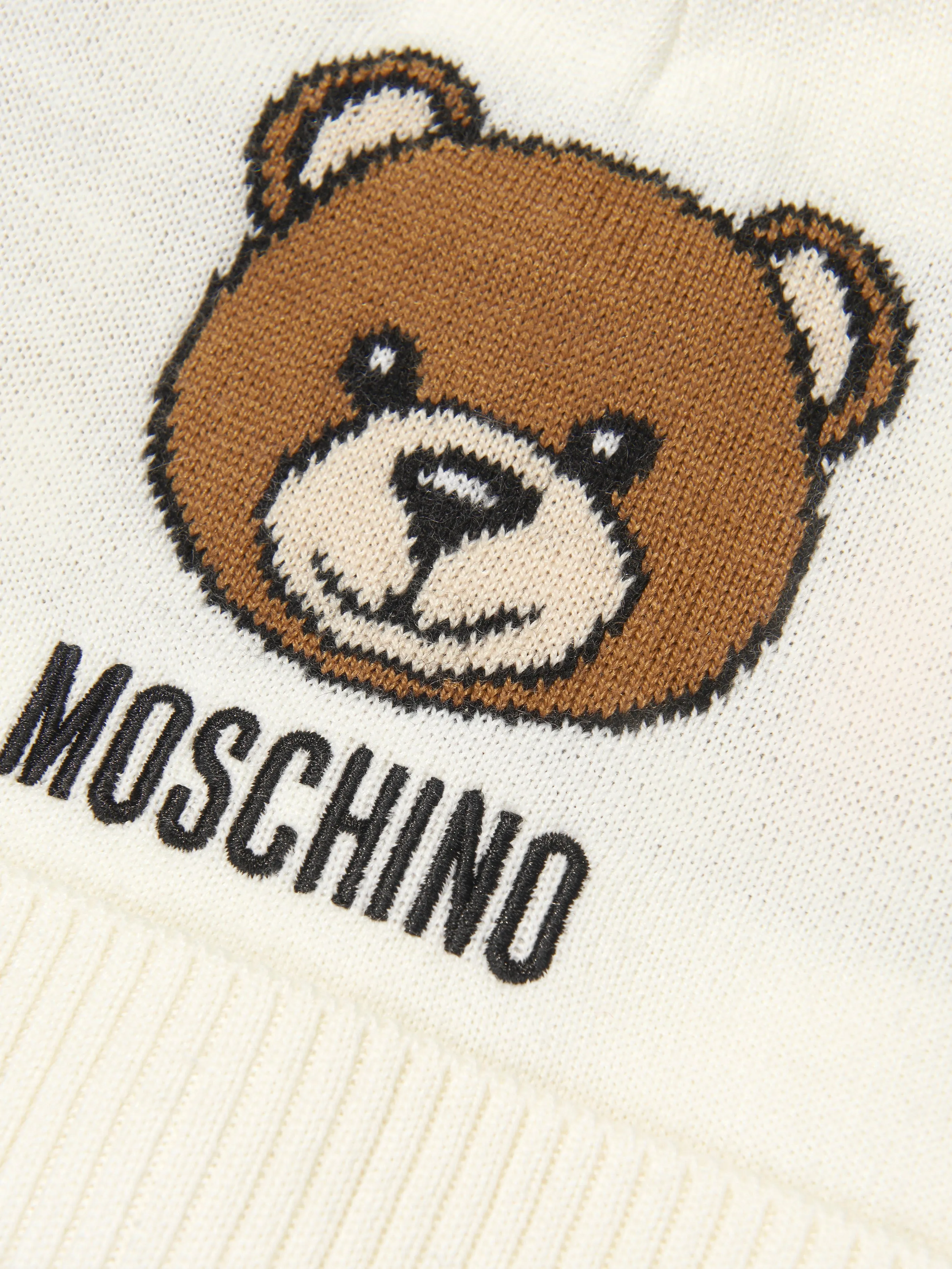 Moschino Kids Teddy Bear Bobble Hat in Ivory