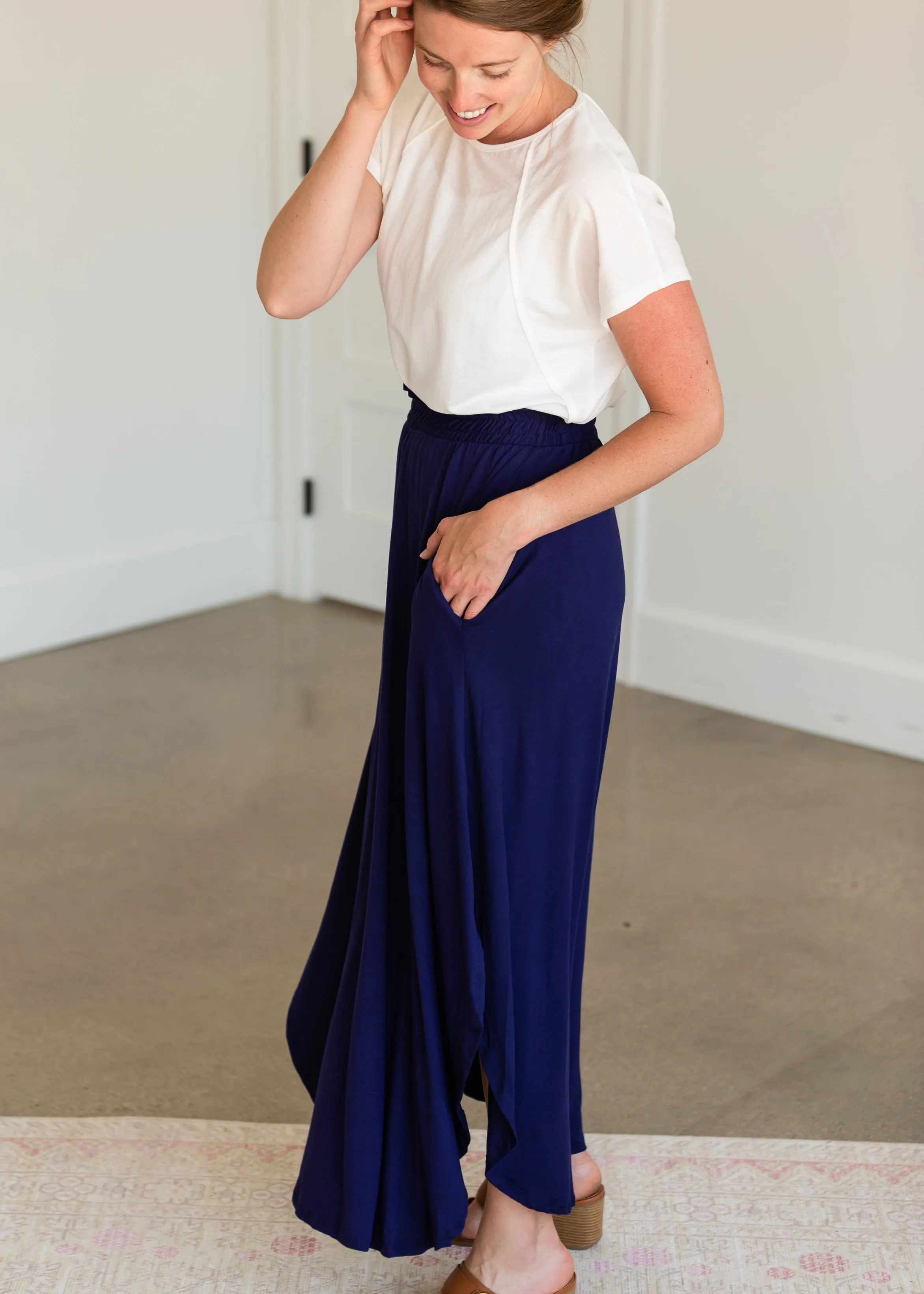 Navy Blue Jersey Maxi Skirt - FINAL SALE