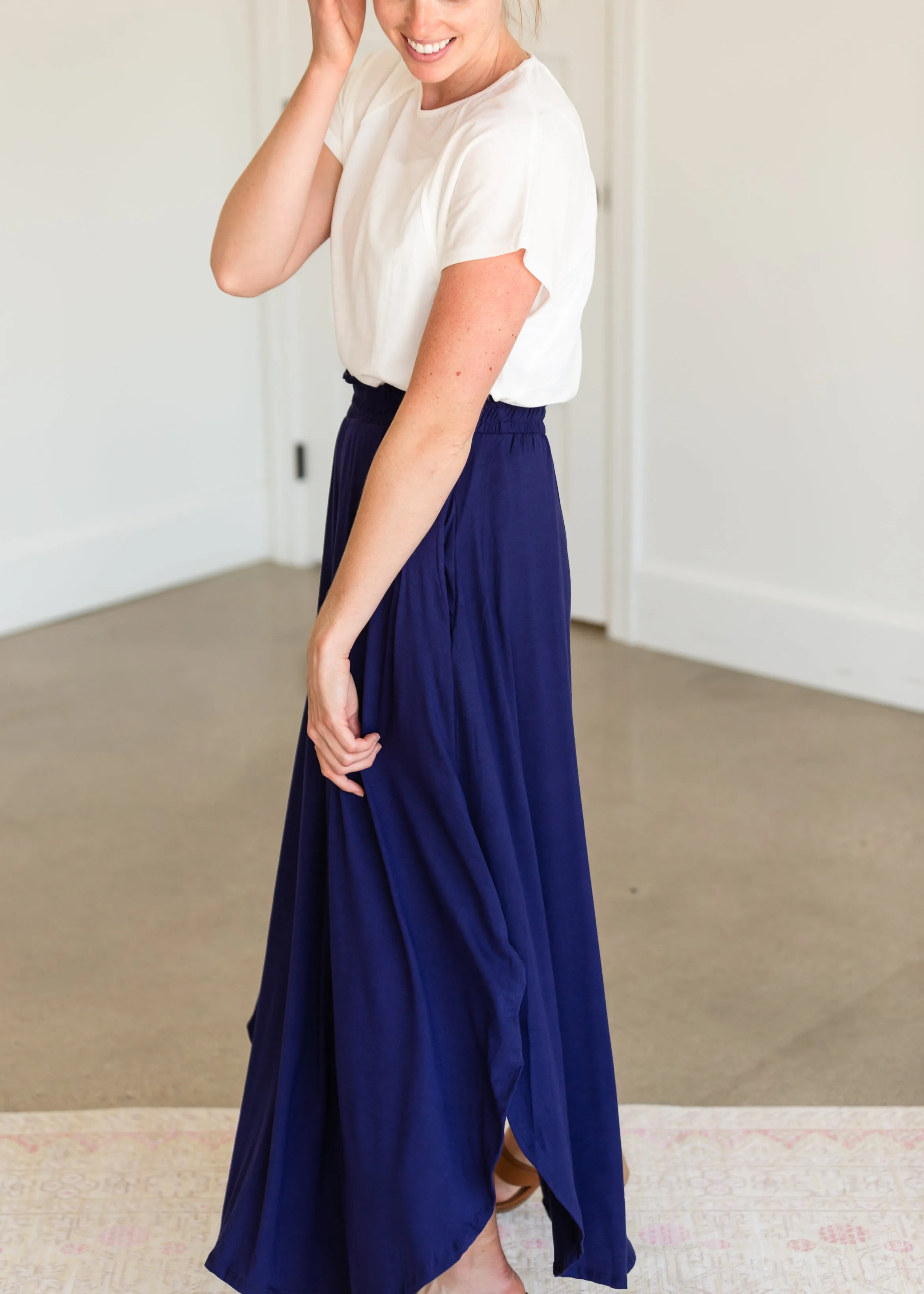 Navy Blue Jersey Maxi Skirt - FINAL SALE