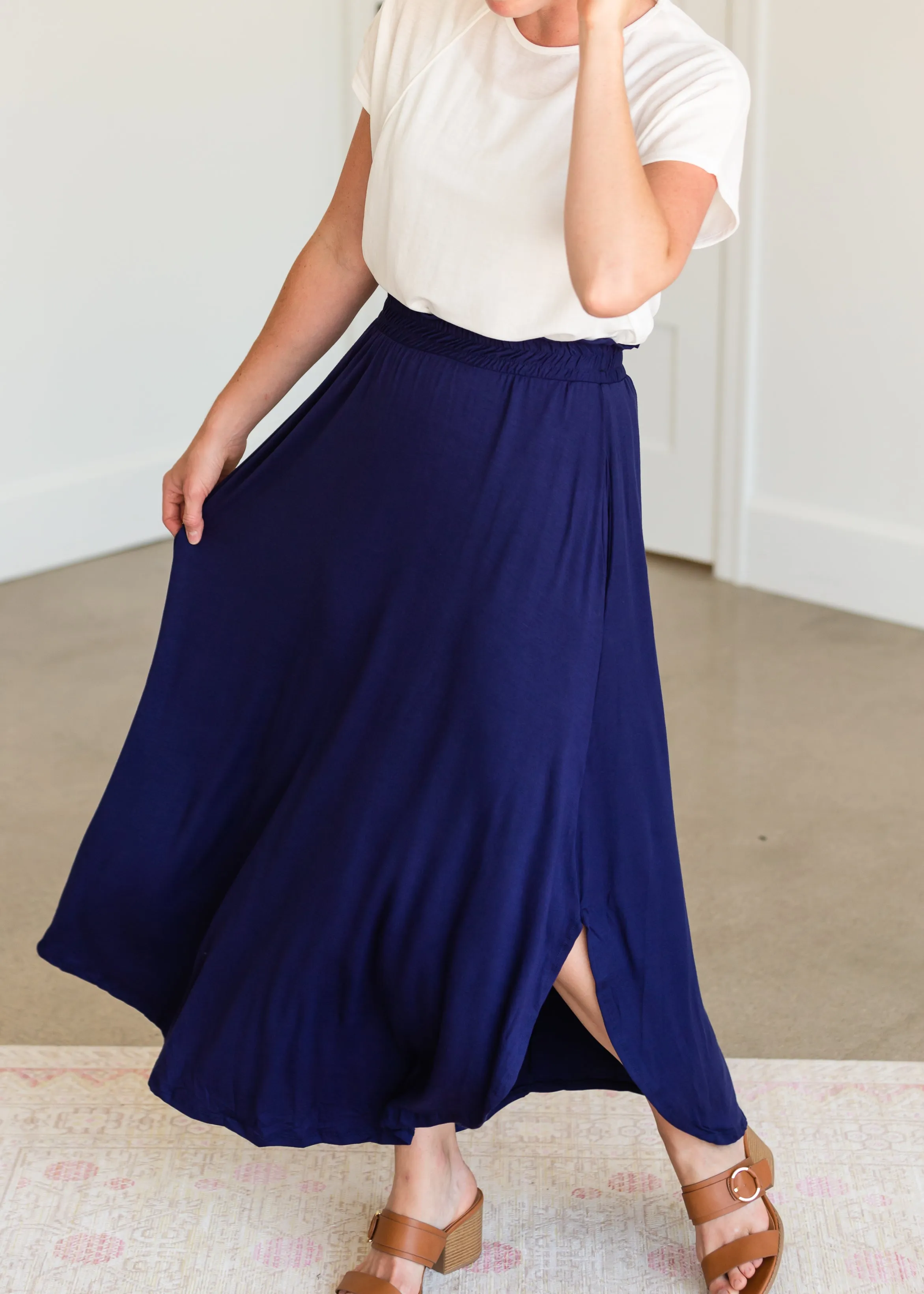 Navy Blue Jersey Maxi Skirt - FINAL SALE