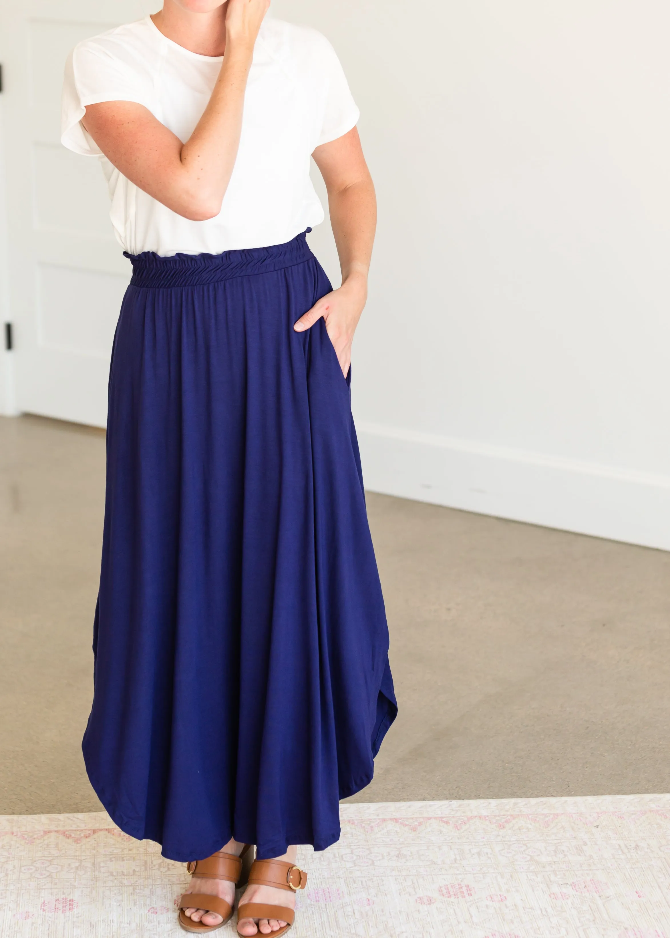 Navy Blue Jersey Maxi Skirt - FINAL SALE