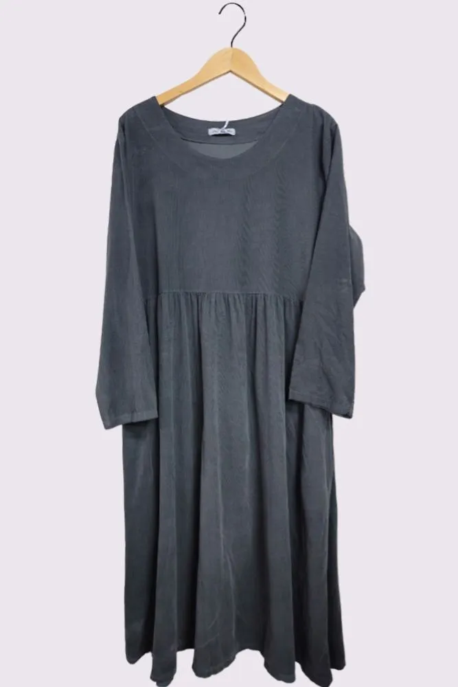 Needle Cord Side Pockets Cotton Dress