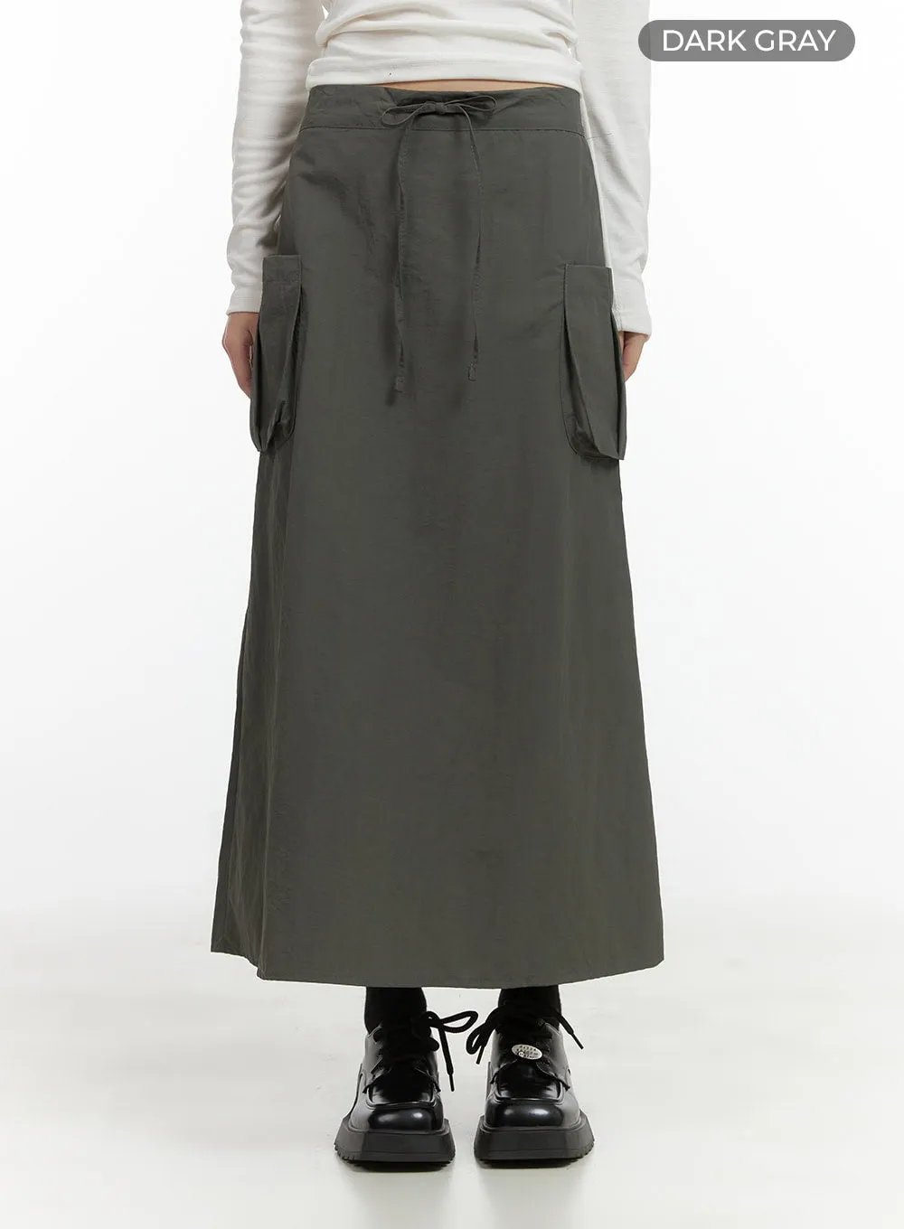 Nylon Pocket Cargo Maxi Skirt CO410