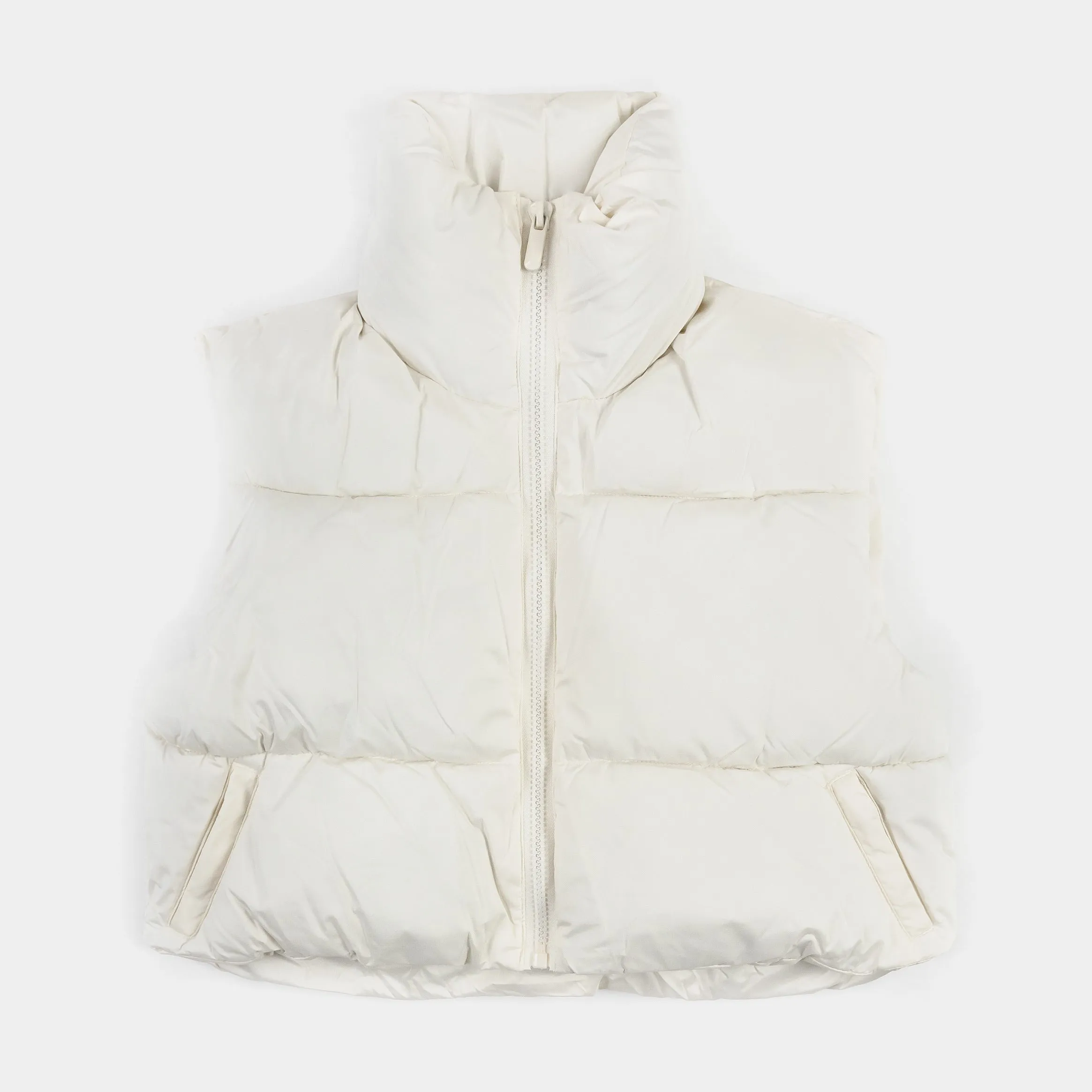 Nylon Puffer Womens Vest (White)