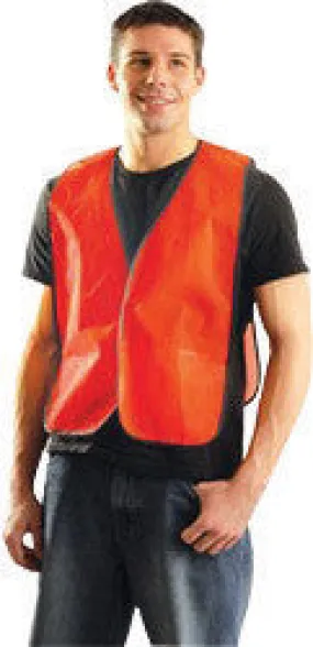 OccuNomix 4X Hi-Viz Orange OccuLux Value Economy Light Weight Polyester Mesh Vest With Front Hook And Loop Closure And Elastic Side Straps And 1 Pocket