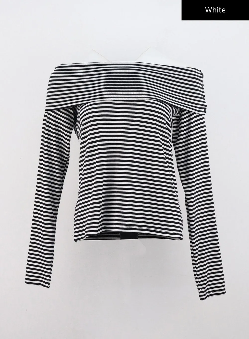 Off-Shoulder Stripe Long Sleeve Top CO324