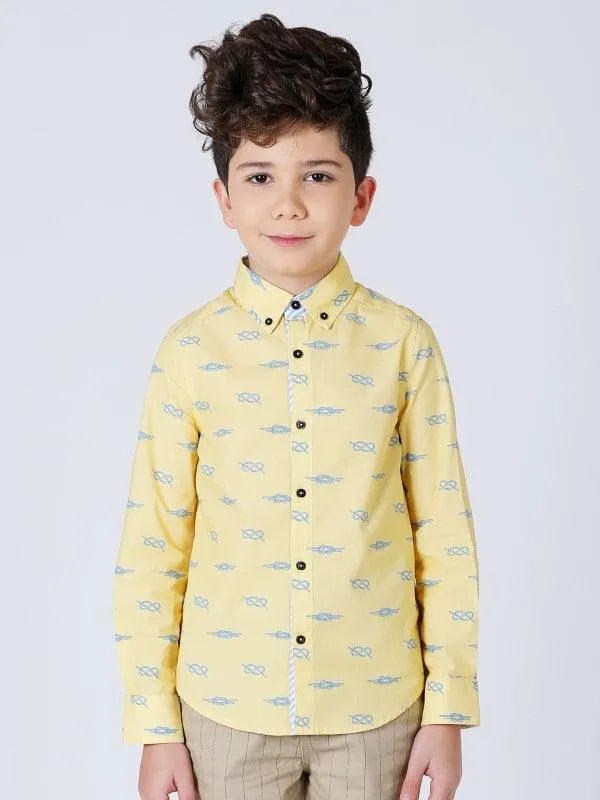 One Friday Yellow Knot Printed Shirt