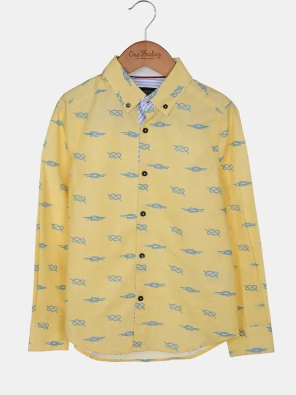 One Friday Yellow Knot Printed Shirt