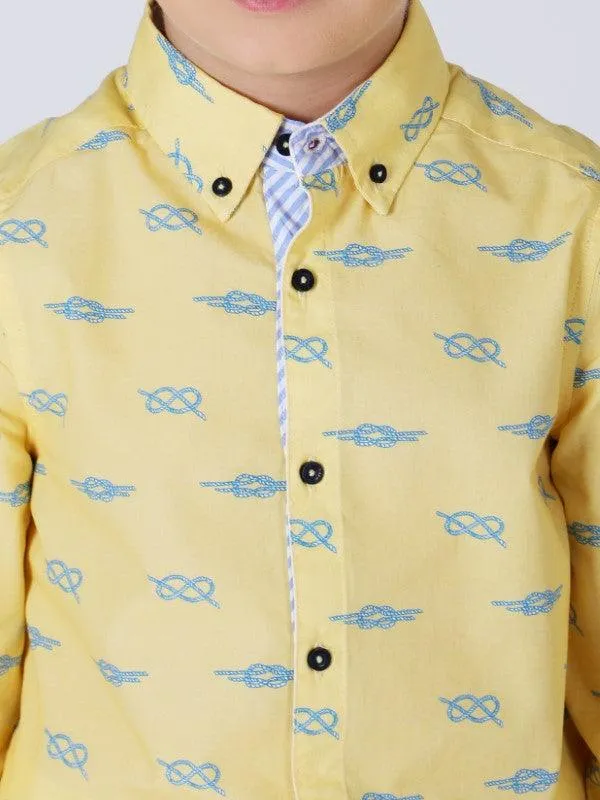 One Friday Yellow Knot Printed Shirt