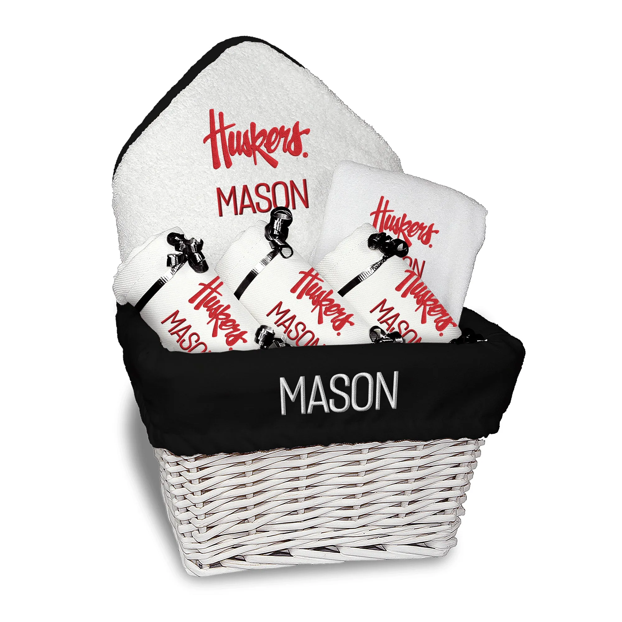 Personalized Nebraska Cornhuskers Script Huskers Medium Basket - 6 Items