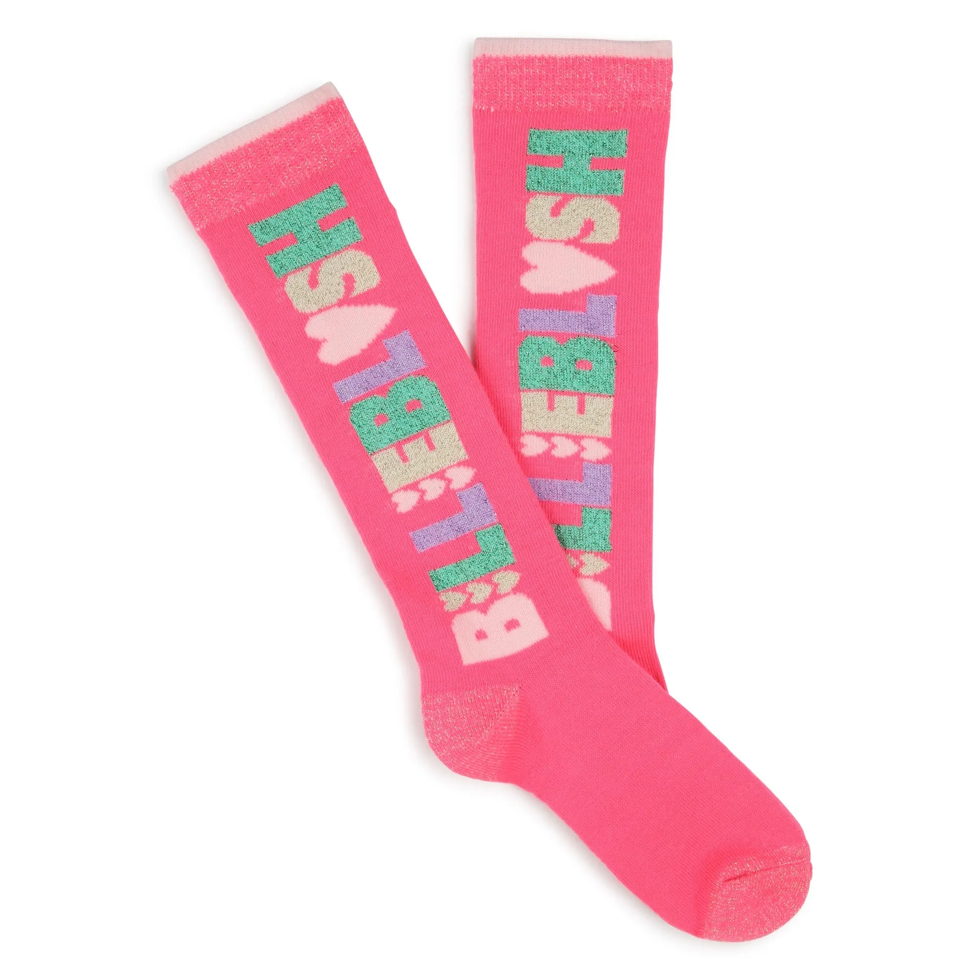 Pink 2pk Logo and Hearts Socks