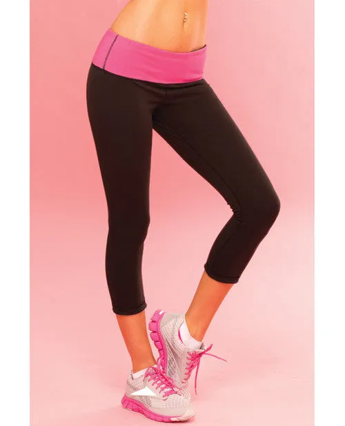 Pink Lipstick Sweat Yoga Pant Thick Reversible For Support & Compression W-secret Pocket Black Sm