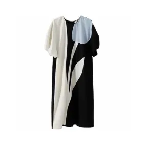 Pre Order:  Color Block Tulip Loose Fit Midi Dress