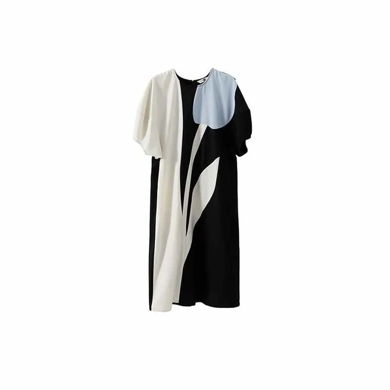 Pre Order:  Color Block Tulip Loose Fit Midi Dress