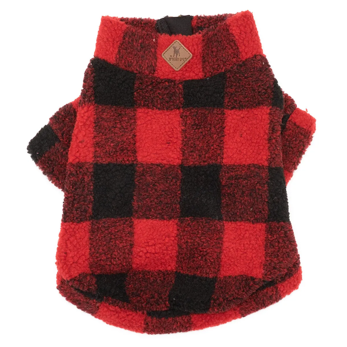 Quarter Zip Fleece Pullover Dog Coat Red/Black