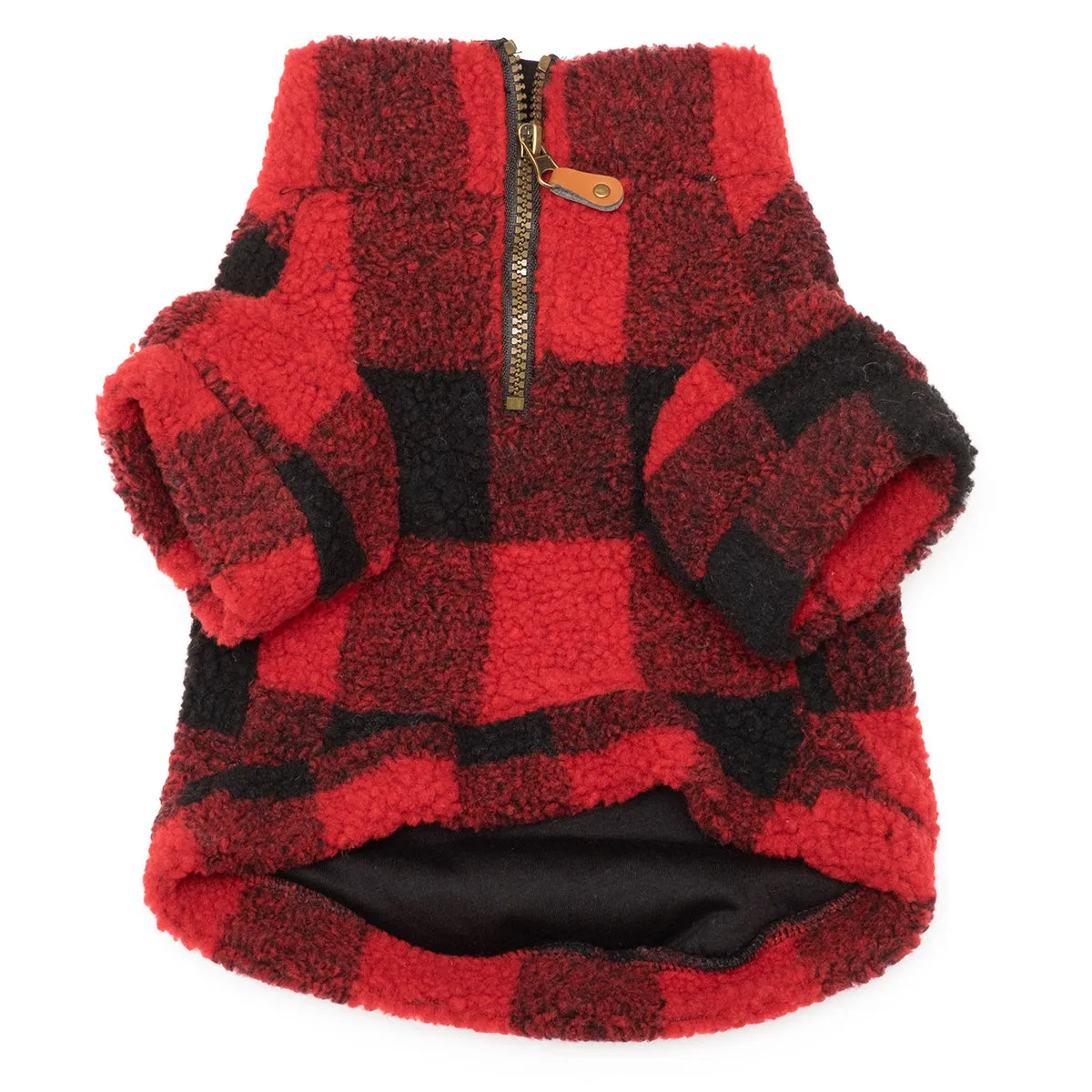 Quarter Zip Fleece Pullover Dog Coat Red/Black