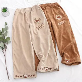 "Bear Bear" Corduroy Pants With Bear Embroideries