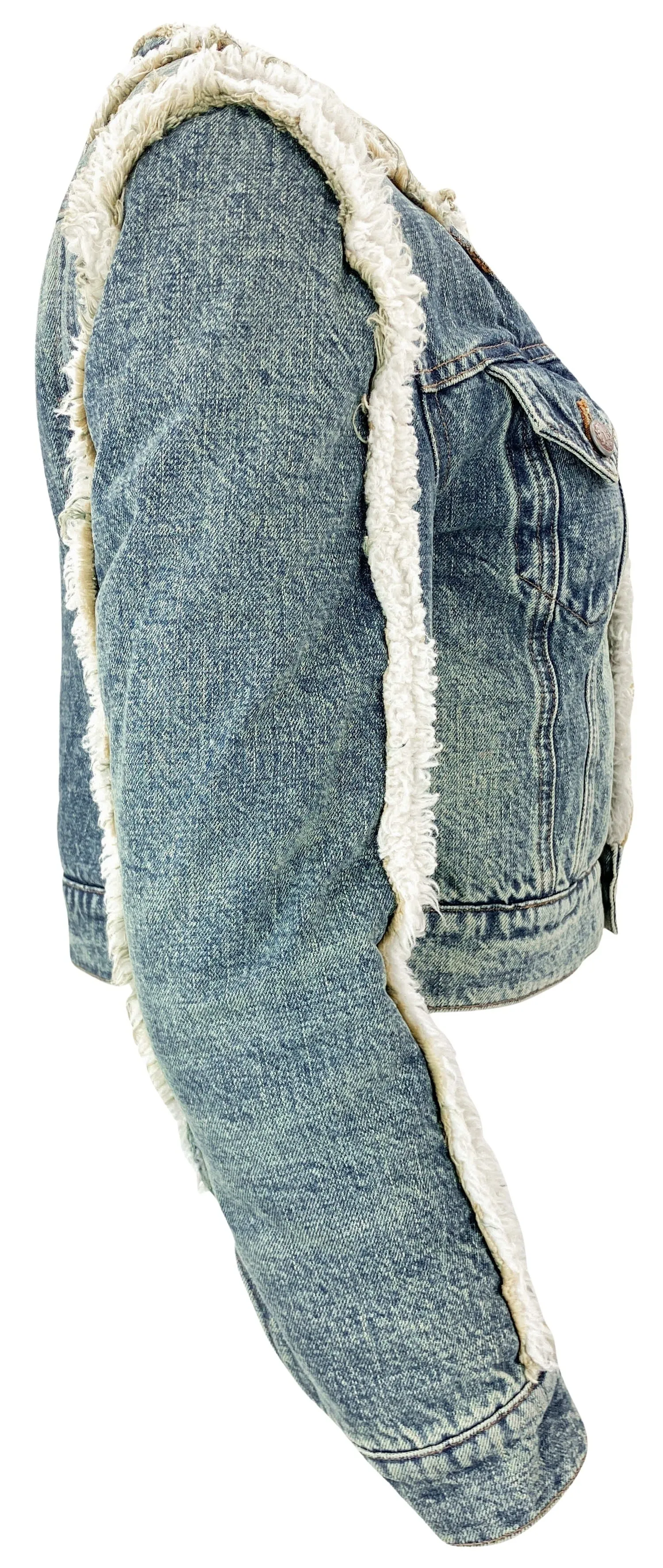 R13 Sherpa Lined Trucker Jacket in Clinton Blue