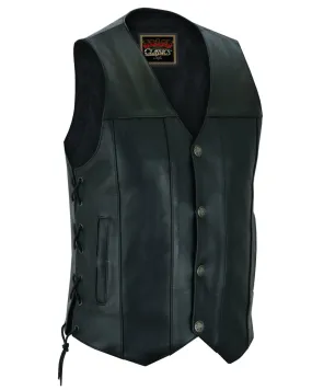 RC142 Men's Classic Leather Vest with Buffalo Nickel Head Buttons