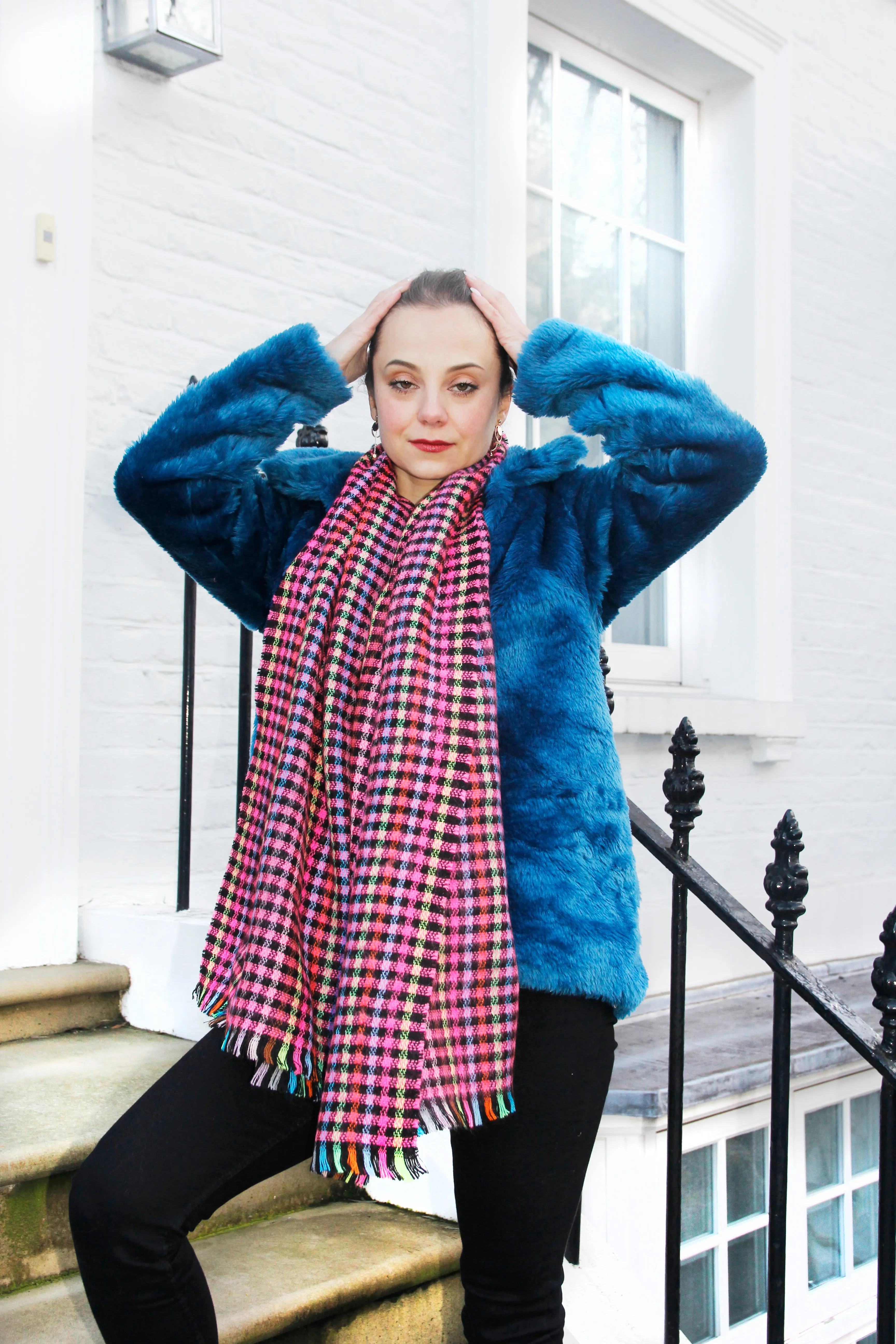 Red Multi Colour Scarf - Reversible Wide Plaid Scarf