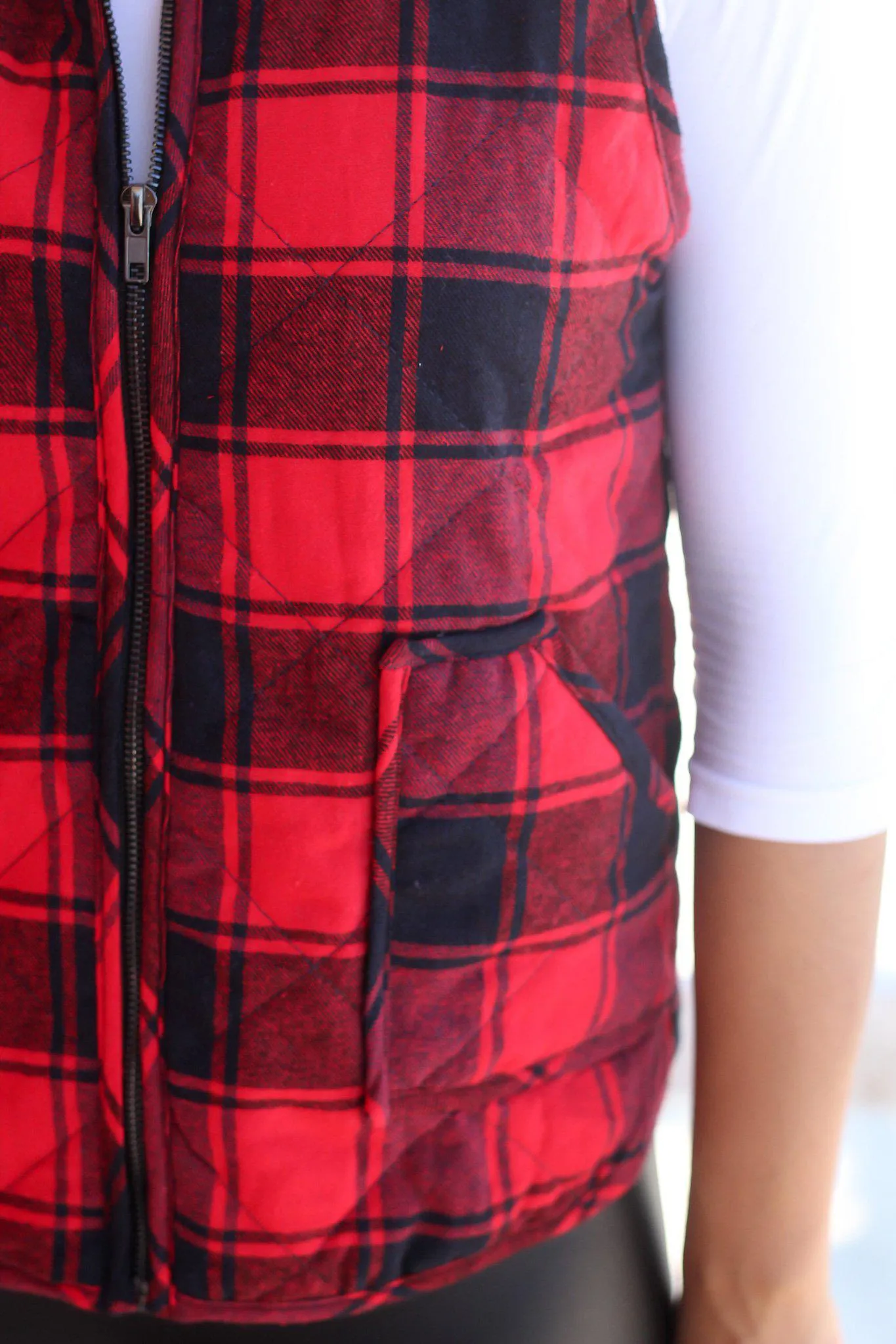 Red Plaid Quilted Vest