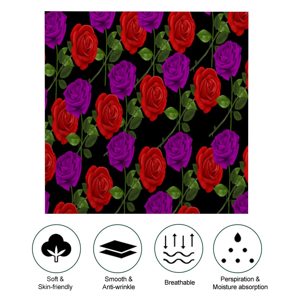 Red Rose Purp Soft Silk-liked Scarf 36" x 36" Thin Satin Shawl