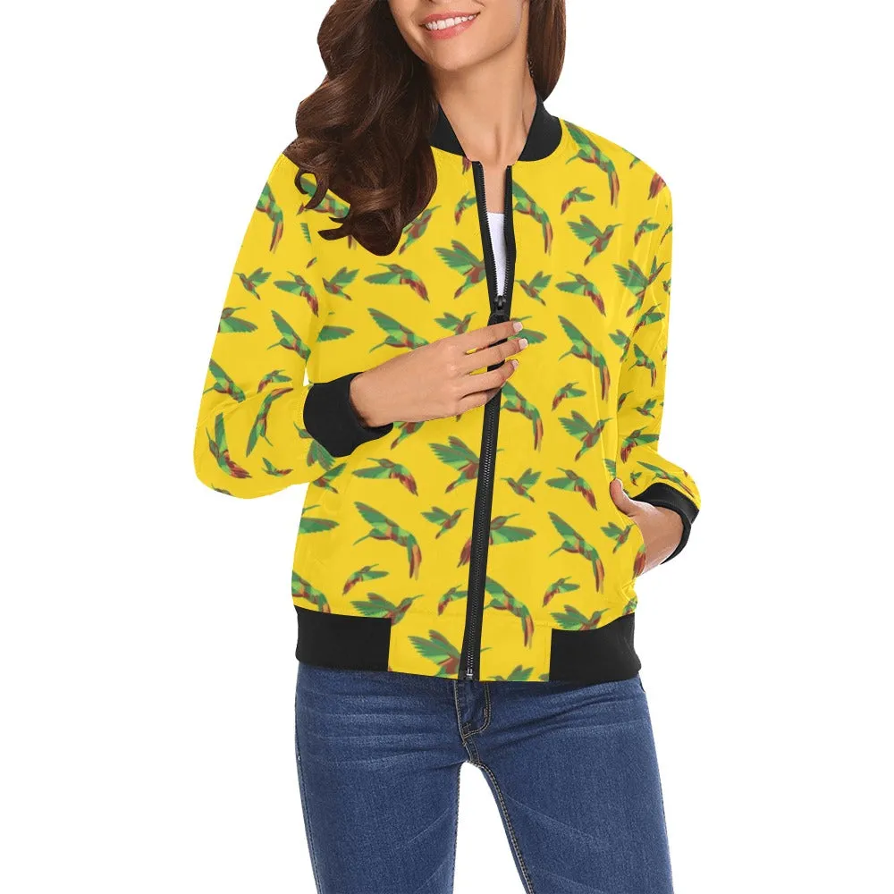 Red Swift Yellow Bomber Jacket for Women