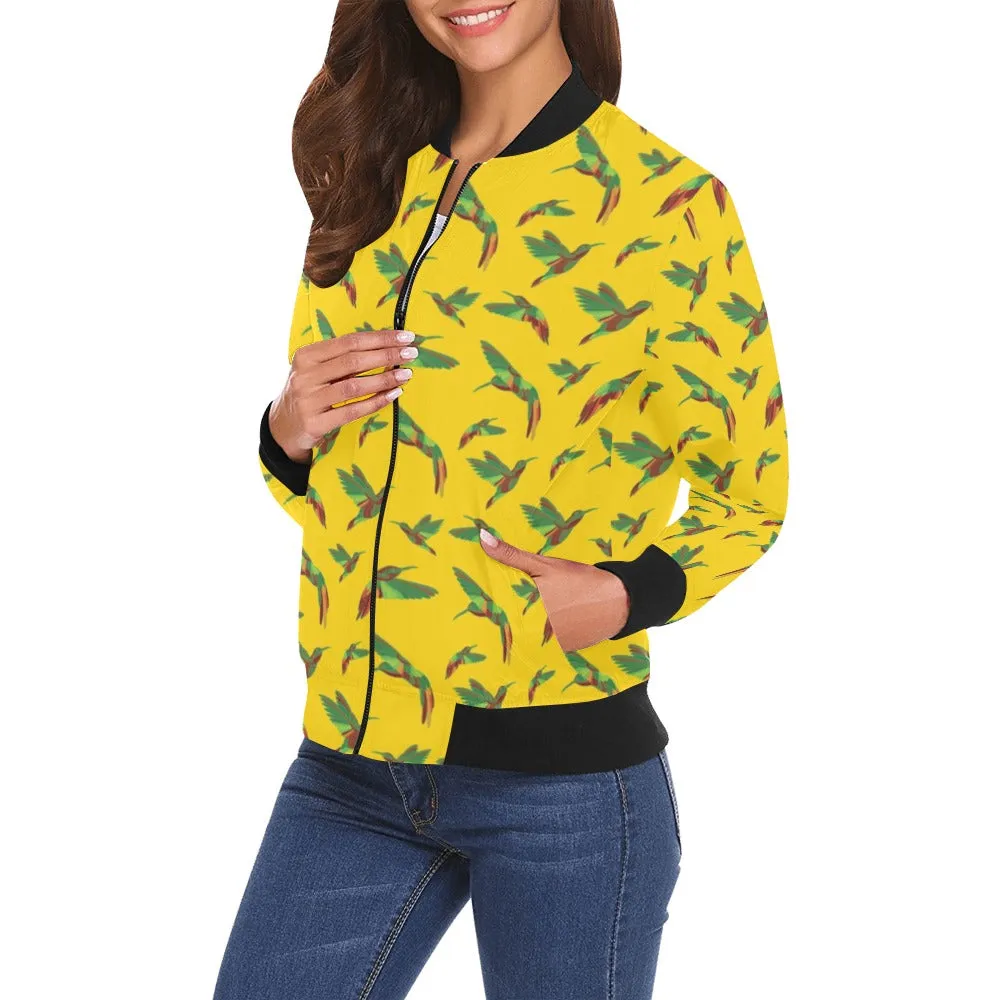 Red Swift Yellow Bomber Jacket for Women