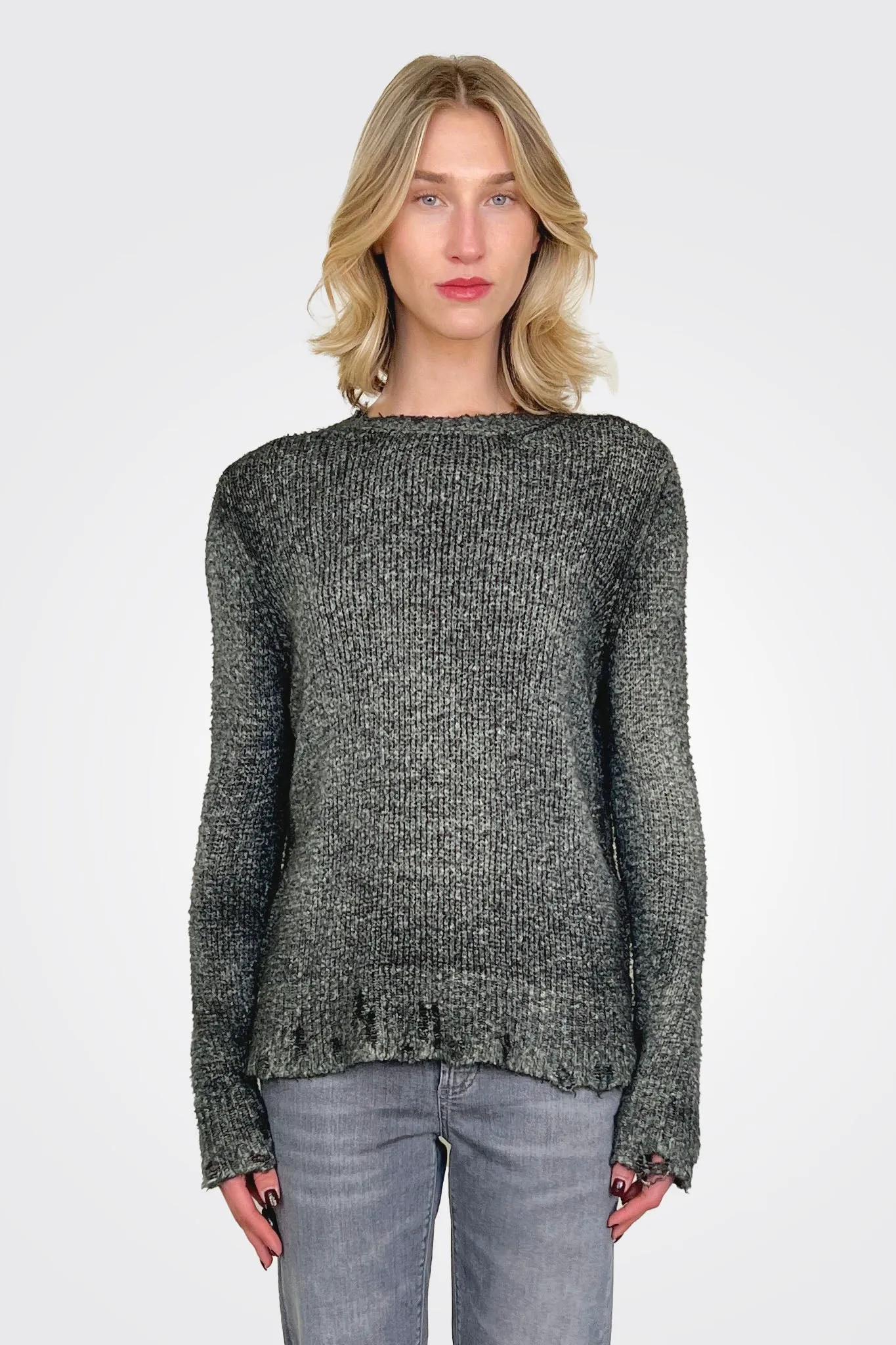 Reversible Knit Pullover - Black Grey