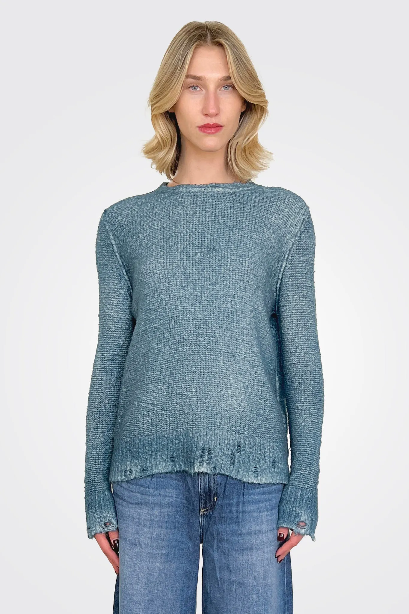 Reversible Knit Pullover - Blue Teal