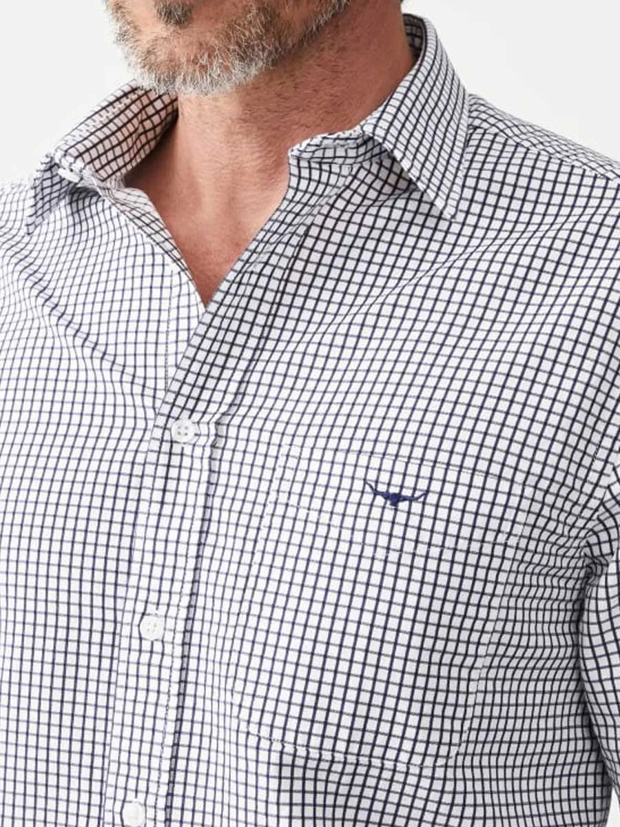 RM WILLIAMS Collins Standard Collar Men's Shirt - Navy & White Check