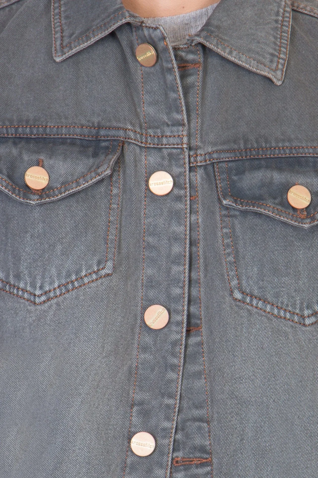 Sleeveless Tinted Grey Men's Denim Jacket with Brass Button