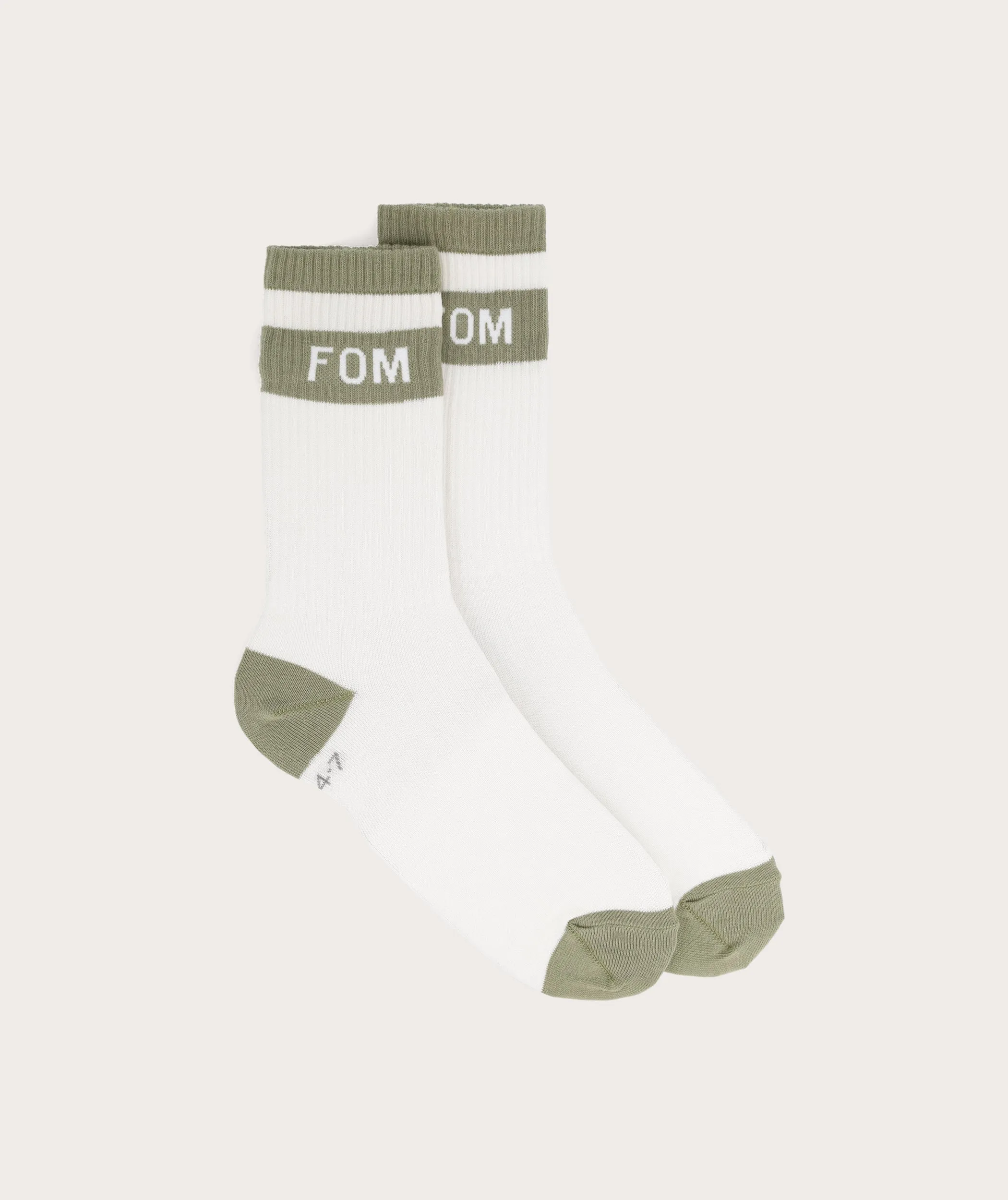 Socks FOM Crew - Cream & Olive (Size 4-7)