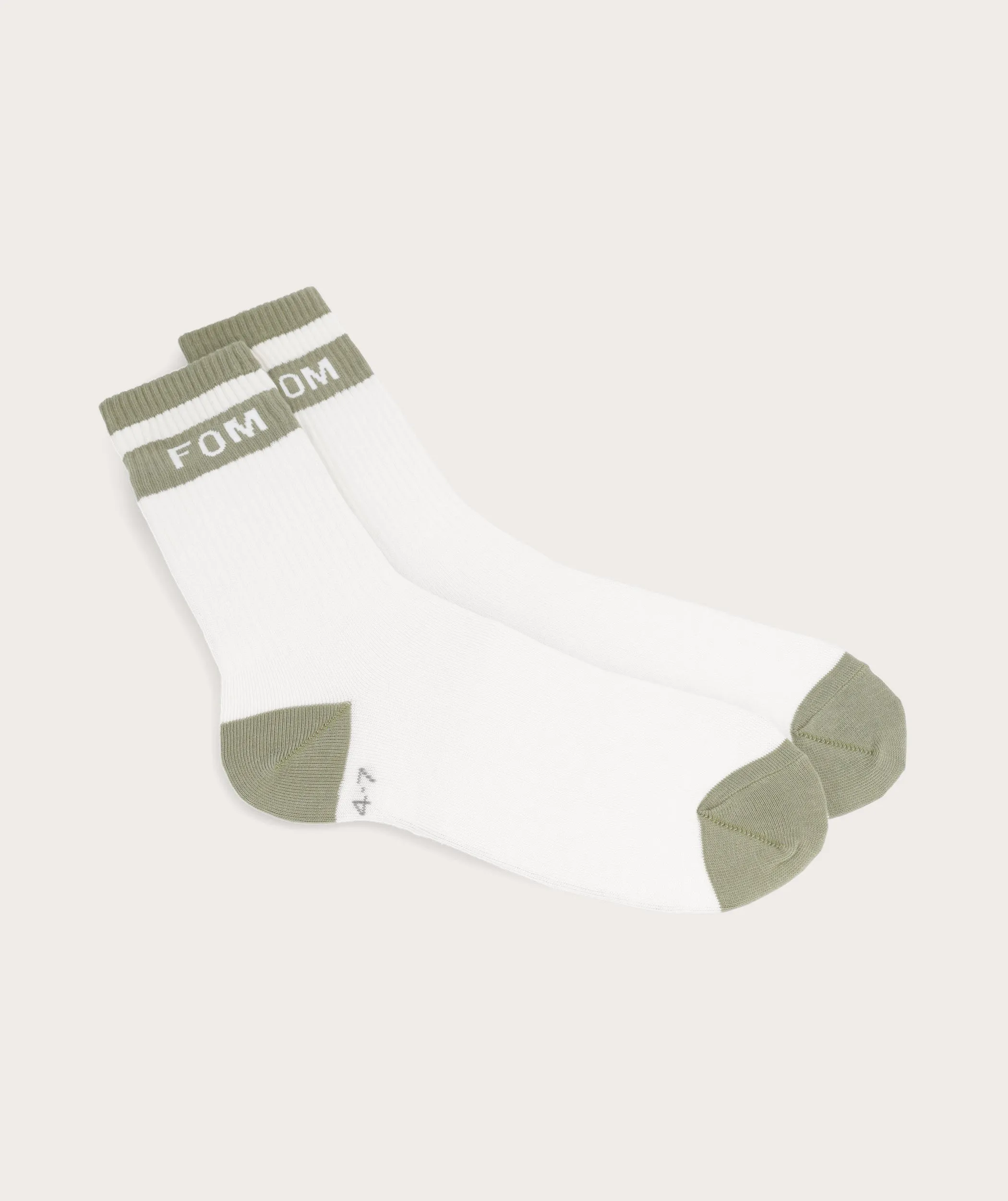 Socks FOM Crew - Cream & Olive (Size 4-7)