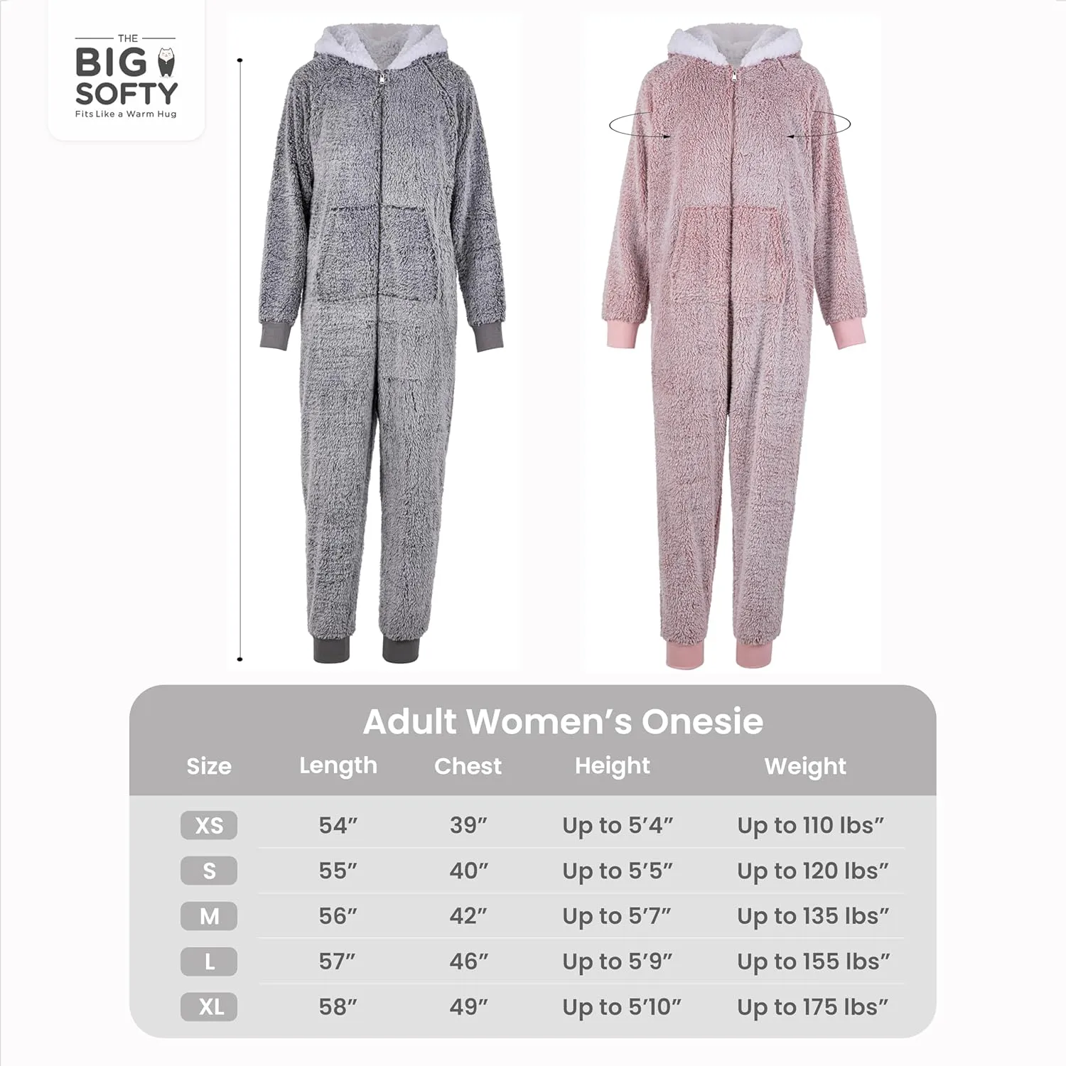 Soft Teddy Fleece Onesie Pajamas for Women, Medium Pink