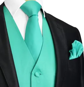 Solid Marine Green Tuxedo Vest Set