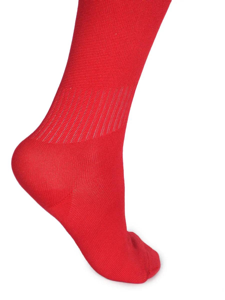 Solid Plain Soccer Socks - CDP - 501 - Red / White