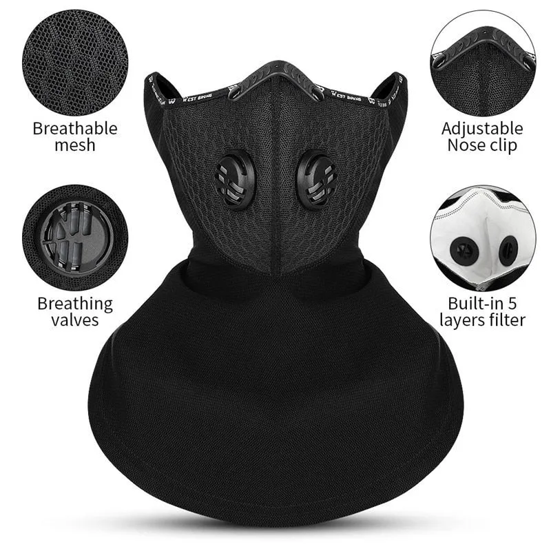 Sport Cycling Headwear Winter Balaclava Face Cover With Activated Carbon Filter Ski Motorcycle Fleece Head Cap Hat