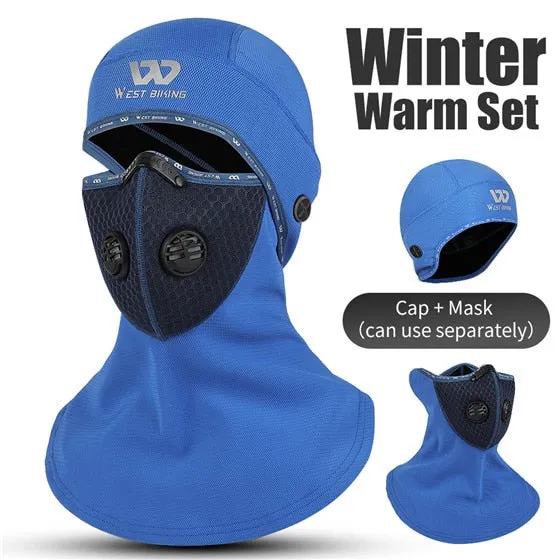 Sport Cycling Headwear Winter Balaclava Face Cover With Activated Carbon Filter Ski Motorcycle Fleece Head Cap Hat