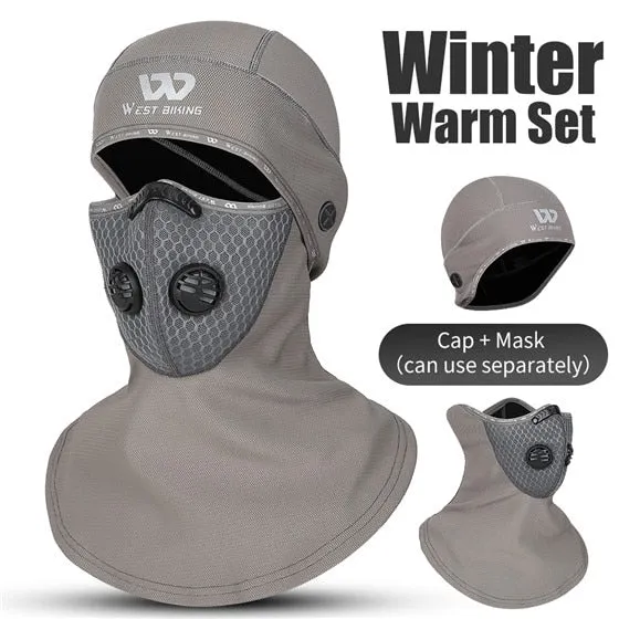 Sport Cycling Headwear Winter Balaclava Face Cover With Activated Carbon Filter Ski Motorcycle Fleece Head Cap Hat