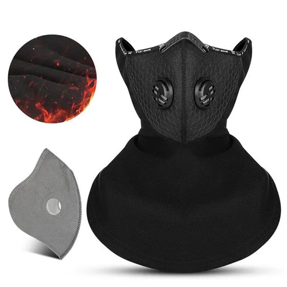 Sport Cycling Headwear Winter Balaclava Face Cover With Activated Carbon Filter Ski Motorcycle Fleece Head Cap Hat