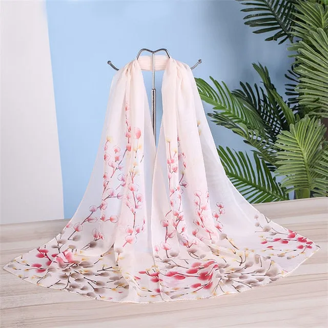 Spring Flower Silk Hijab Scarf