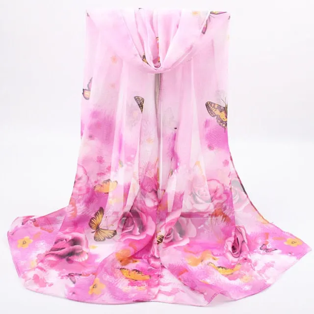 Spring Flower Silk Hijab Scarf