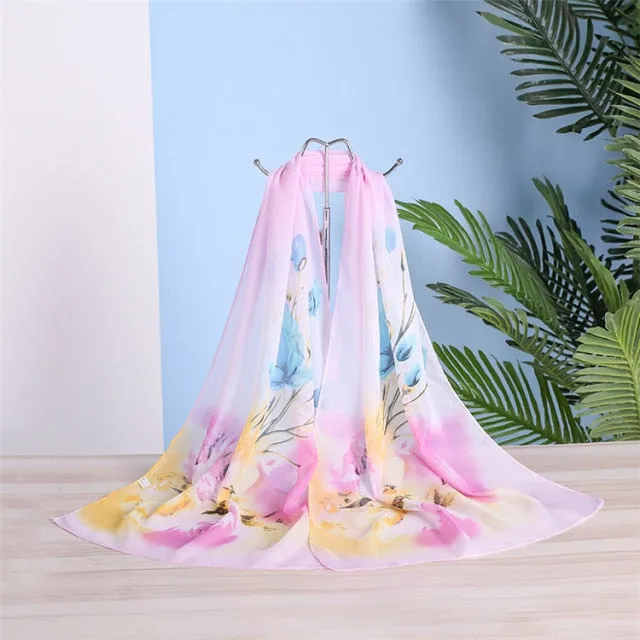 Spring Flower Silk Hijab Scarf