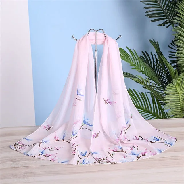 Spring Flower Silk Hijab Scarf